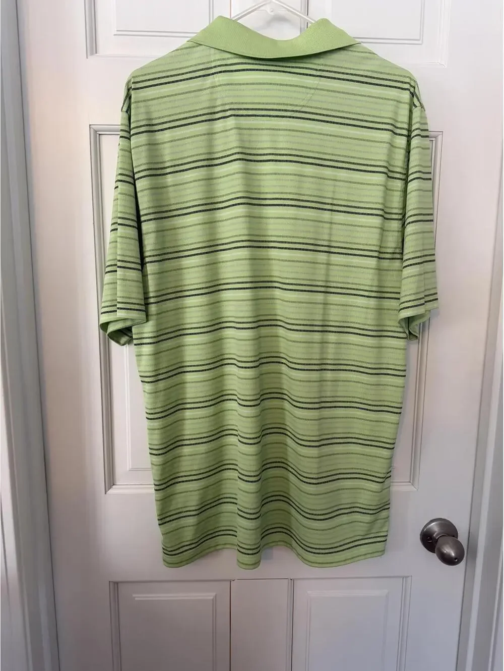 Greg Norman for Tasso Elba Green Striped Polo Shirt Size L